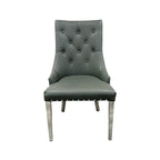 Grey Leather Dining Chair with Shiny Ring