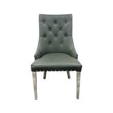 Grey Leather Dining Chair with Shiny Ring