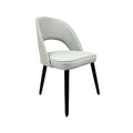 Grey leather and Black Wood Legs Hollow Dining Chair
