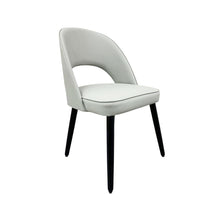 Grey leather and Black Wood Legs Hollow Dining Chair