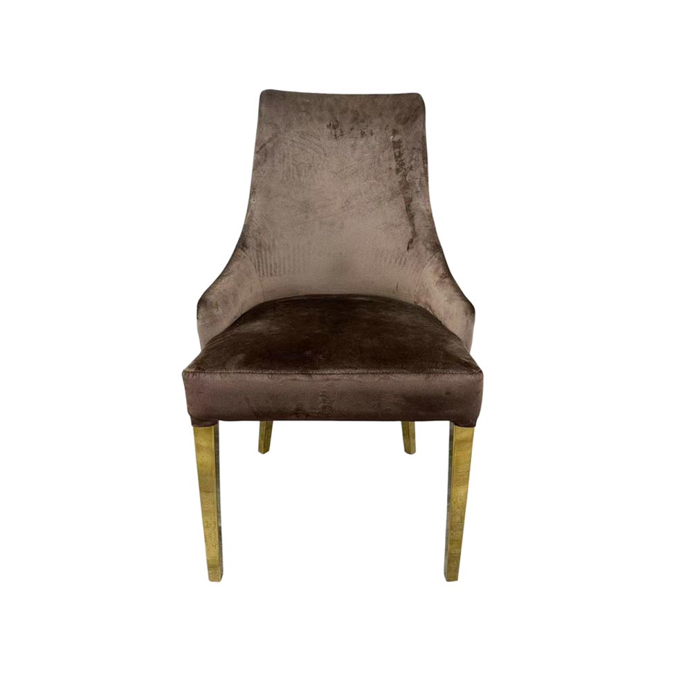Brown velvet Dining Chair with Shiny Dimond