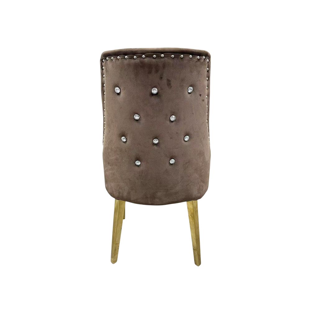 Brown velvet Dining Chair with Shiny Dimond