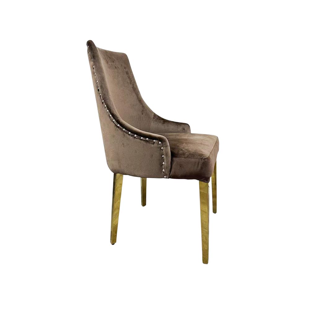 Brown velvet Dining Chair with Shiny Dimond