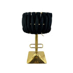 Black Velvet Shiny Gold Bar Stool with Gas Lift