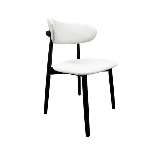 Gloss Black Colour timber frame with  white Leather Dining Chair