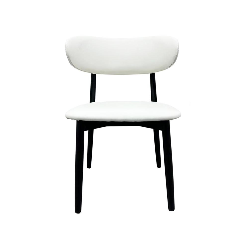 Gloss Black Colour timber frame with  white Leather Dining Chair