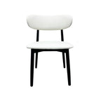 Gloss Black Colour timber frame with  white Leather Dining Chair