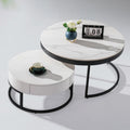 Nesting Coffee Table Carbon Steel Base with Sintered Stone / Marble 80cm + 60cm Coffee table with Matt white Sintered Stone