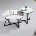 Nesting Coffee Table Carbon Steel Base with Sintered Stone / Marble 80cm + 50cm
