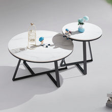 Nesting Coffee Table Carbon Steel Base with Sintered Stone / Marble 80cm + 50cm