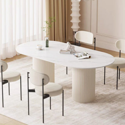 Creamy Style Two poles base - Sintered Stone/ Marble top - Dining Table Sydney