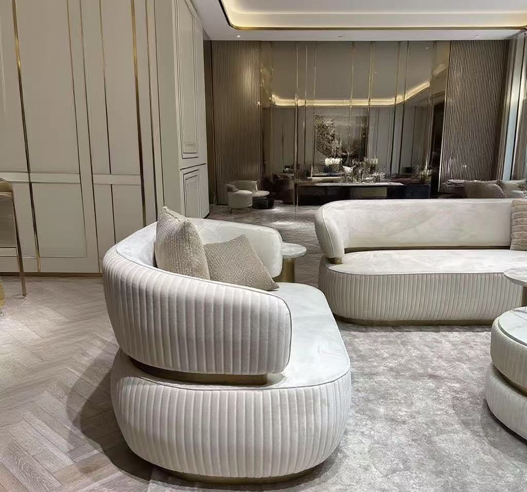 Beige Velvet with gold Lounge Set L2027