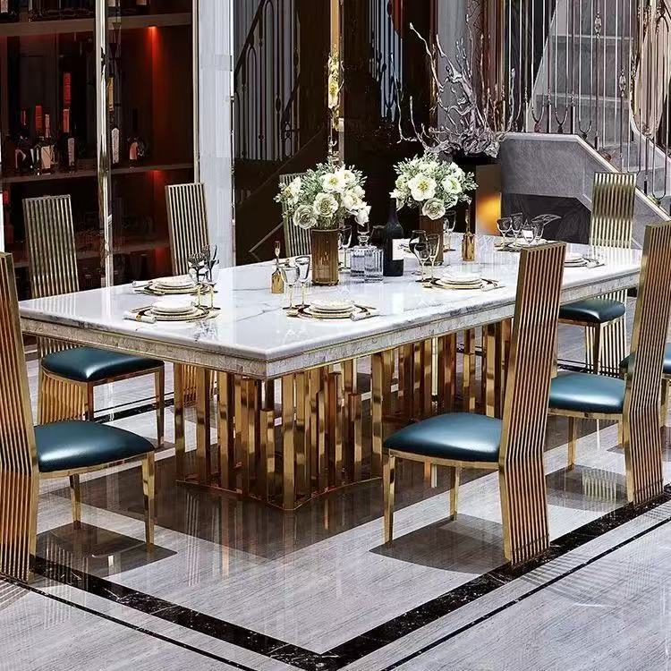 Golden Shell Style Luxury Dining Table with Marble or Sintered, Large table - 1.6m/ 1.8m/ 2m/ 2.2m/ 2.4m