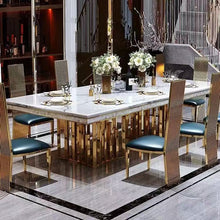 Golden Shell Style Luxury Dining Table with Marble or Sintered, Large table - 1.6m/ 1.8m/ 2m/ 2.2m/ 2.4m