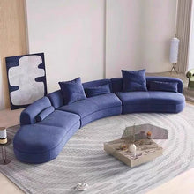 Curved Sofa Blue Velvet