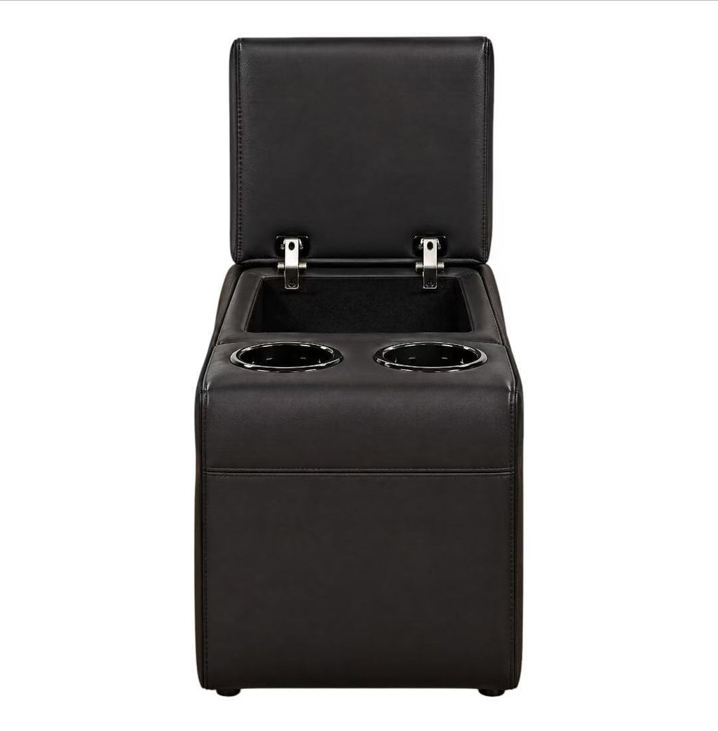Home Theatre Leather Recliner Lounge, 3 Seater, Black