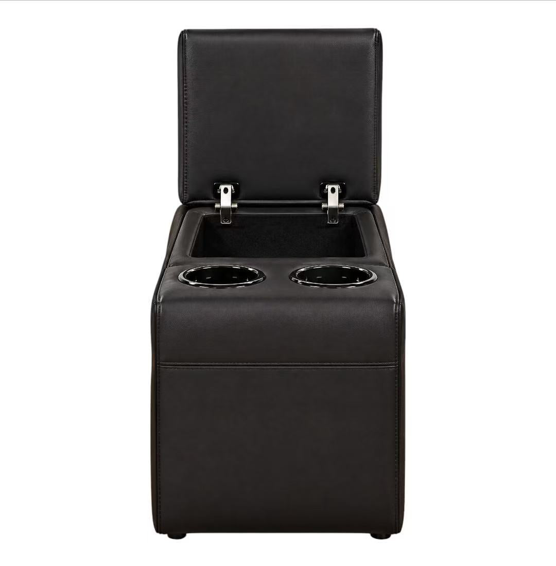 Home Theatre Leather Recliner Lounge, 3 Seater, Black