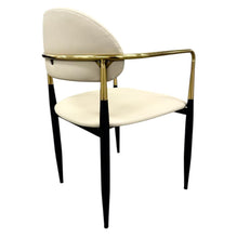 Beige Leather with Gold and Black Frame Dining Chair