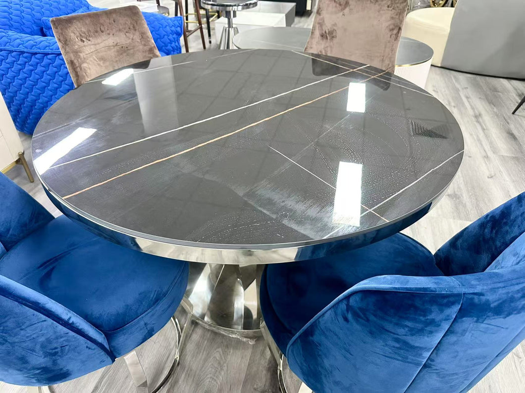 Silver Diamond base with black & gold shiny sintered stone 1.2m