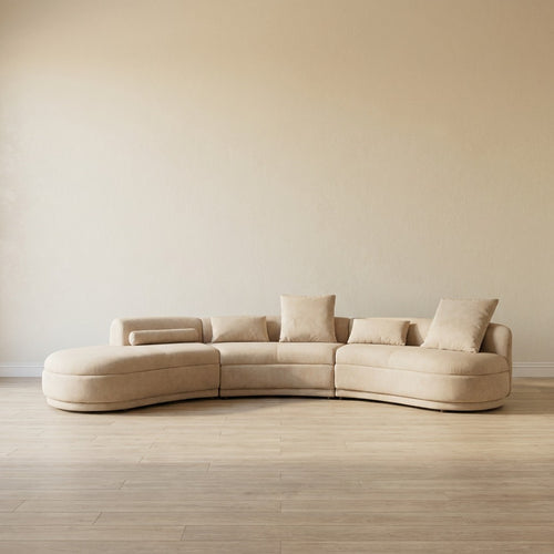 Creamy White Velvet Curve Lounge