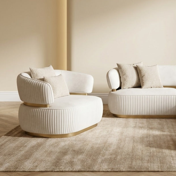 Beige Velvet with gold Lounge Set L2027