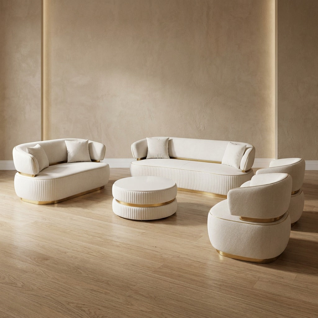 Beige Velvet with gold Lounge Set L2027