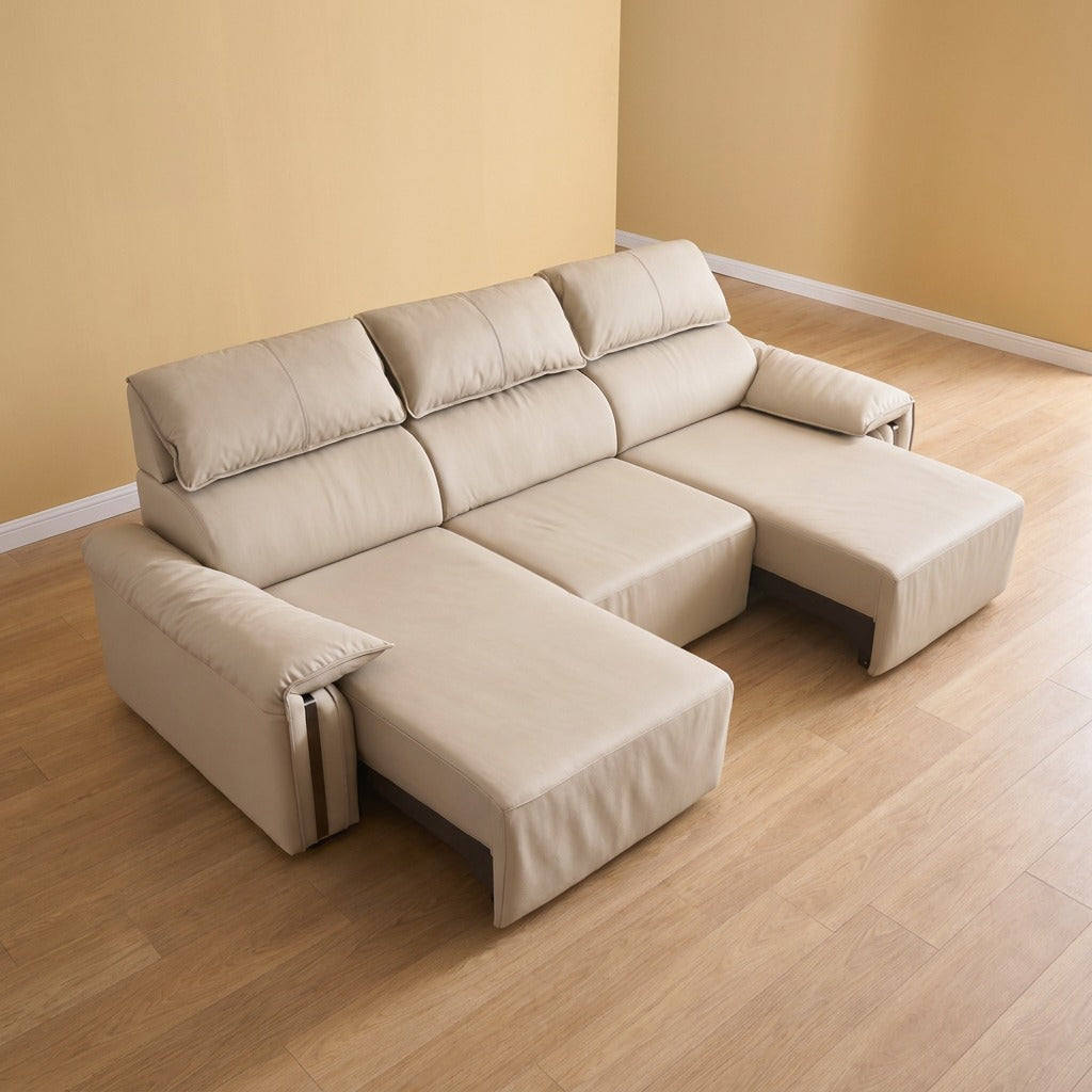 Electric sliding seat Sofa Bed 3 Seater /  3.5 Seater Beige white colour