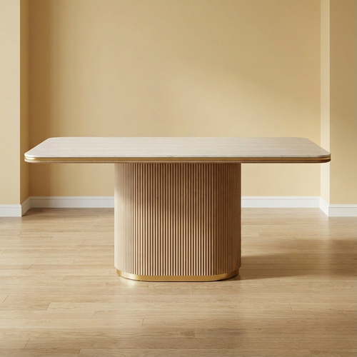 Oval Stand Wooden Dining Table with  Sintered Stone top 1.6m, 1.8m 2m, 2.2m & 2.4m