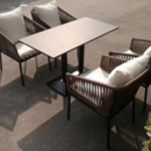 Outdoor Patio Rattan 1 Coffee table with 4 Chairs