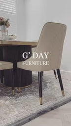 Golden Black Full Cylinder Dining Sintered Stone Dining Table, 2m, 2,2m & 2.4m
