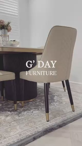 Golden Black Full Cylinder Dining Sintered Stone Dining Table, 2m, 2,2m & 2.4m