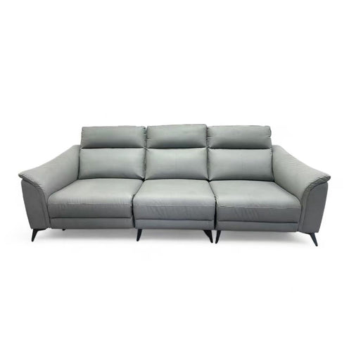 Floor Stock Sale! Grey Leather 3 seater with 1 Recliner Seat