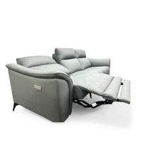 Floor Stock Sale! Grey Leather 3 seater with 1 Recliner Seat