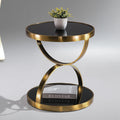 Double Curved Stand Side Table Black Tampered Glass Top Black Glass Top