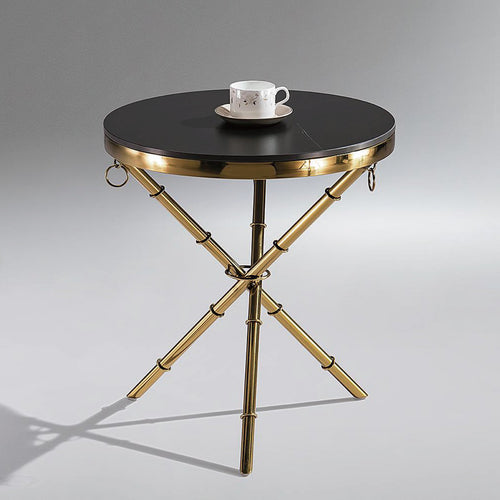 Cross Legs with Rings Side Table - Sintered Stone/ Marble Top 50cm