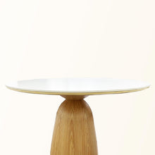 Oak Light Wood Gourd stand Dining Table with matt white sintered stone 1.2m 1.5m round