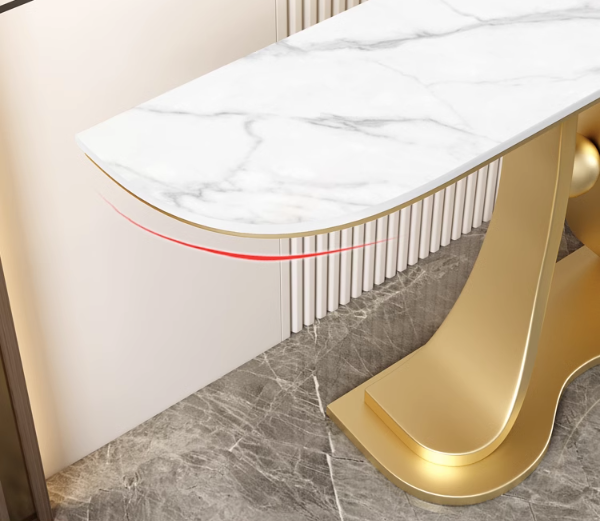 Stylish Curve Edge Sintere Stone Top Or Drawers Flower Butterfly Console/ Hallway Table