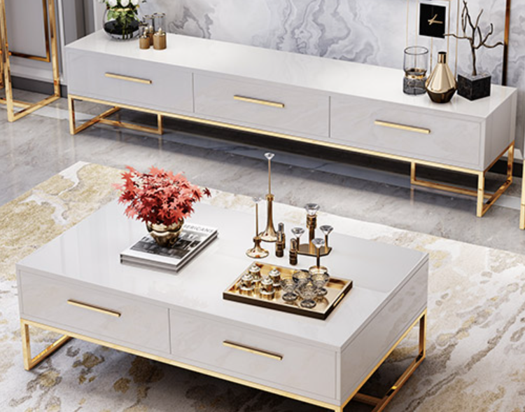 High Gloss Tempered Glass Top TV Unit / Coffee Table/ Buffet