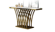 Modern Console Table H050 Marble/ Sintered stone with Gold Flower Stand