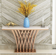 Modern Console Table H050 Marble/ Sintered stone with Gold Flower Stand