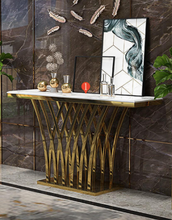 Modern Console Table H050 Marble/ Sintered stone with Gold Flower Stand