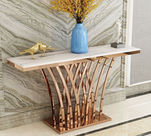 Modern Console Table H050 Marble/ Sintered stone with Gold Flower Stand