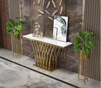 Modern Console/ Hallway Table H050 Marble/ Sintered stone with Gold Flower Stand