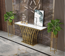 Modern Console Table H050 Marble/ Sintered stone with Gold Flower Stand