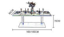 Double Rings Stands Dining Table with Marble /  Shiny Sintered Stone Top