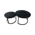 New Double Round Coffee & Side Marble Tables ø80cm ø60cm black top black frame