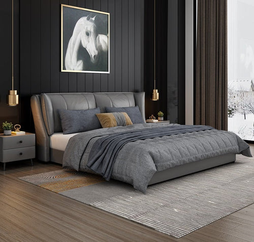 New Modern Style Queen Size Leather Bed Top with PU Bed Side