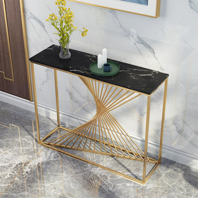 X Style Frame Console/ Hallway Table with Marble/ Sintered ston 120cm Length Black