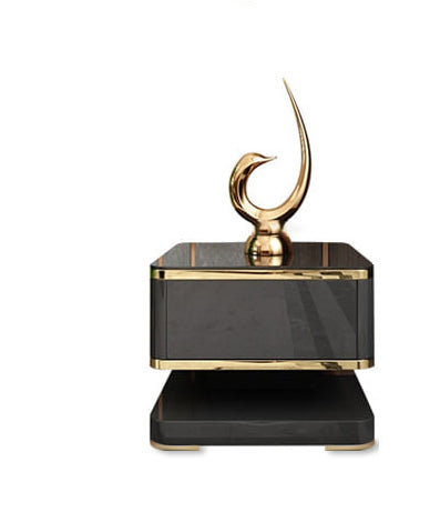 Sintered Stone High Gloss TV Unit Or Coffee Table White Sintered Stone Or Black Glass Black; Side Cab