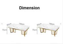 Stainless Gold Y Base Dining Table with Marble / Shiny Sintered Stone